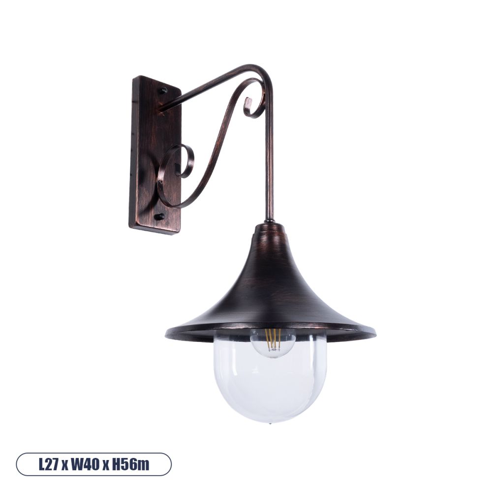 GLOBOSTAR® ANNIEL 01124 Vintage Φωτιστικό Τοίχου - Απλίκα με Ντουί 1 x E27 AC 220-240V IP20 - Χάλκινο - Μ27 x Π40 x Υ56cm