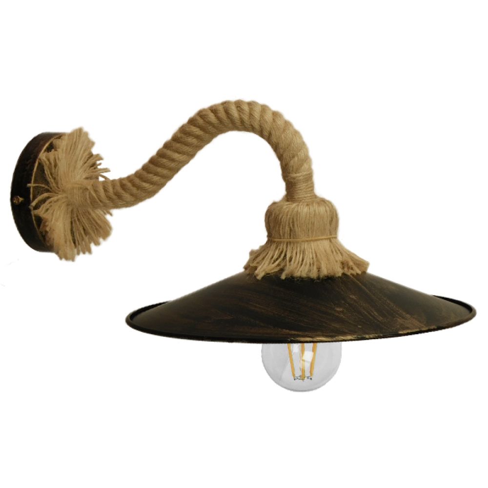 GLOBOSTAR® ROBLY 01125 Vintage Φωτιστικό Τοίχου - Απλίκα με Ντουί 1 x E27 AC 220-240V IP20 - Χάλκινο & Μπεζ - Μ26 x Π36 x Υ22cm