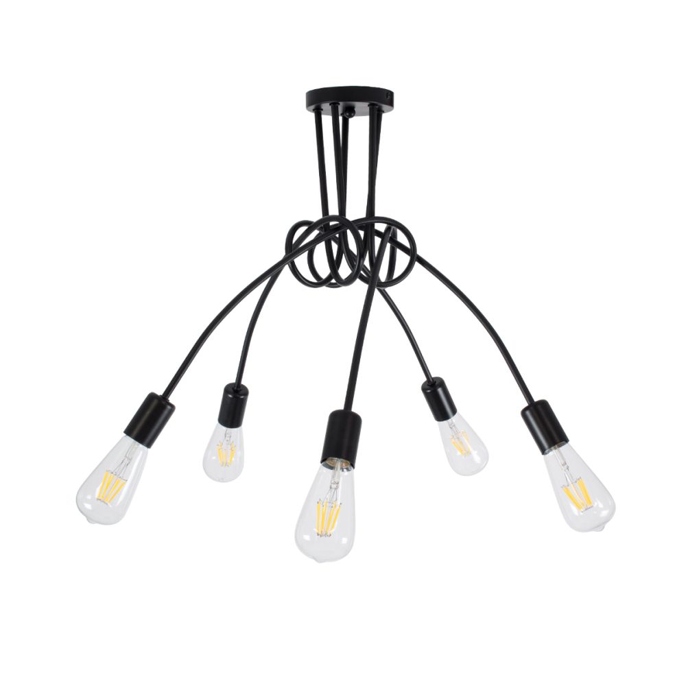 GLOBOSTAR® PAULELI 01127 Μοντέρνο Φωτιστικό Οροφής με Ντουί 5 x E27 AC 220-240V IP20 - Μαύρο - Μ76 x Π76 x Υ45cm