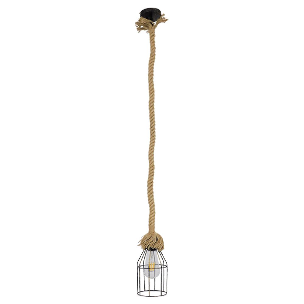 GLOBOSTAR® LAICO 01129 Vintage Κρεμαστό Φωτιστικό Οροφής με Ντουί 1 x E27 AC 220-240V IP20 - Μπρούτζινο & Μπεζ - Μ12 x Π12 x Υ100cm