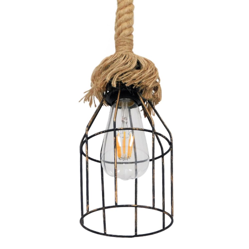 GLOBOSTAR® LAICO 01129 Vintage Κρεμαστό Φωτιστικό Οροφής με Ντουί 1 x E27 AC 220-240V IP20 - Μπρούτζινο & Μπεζ - Μ12 x Π12 x Υ100cm