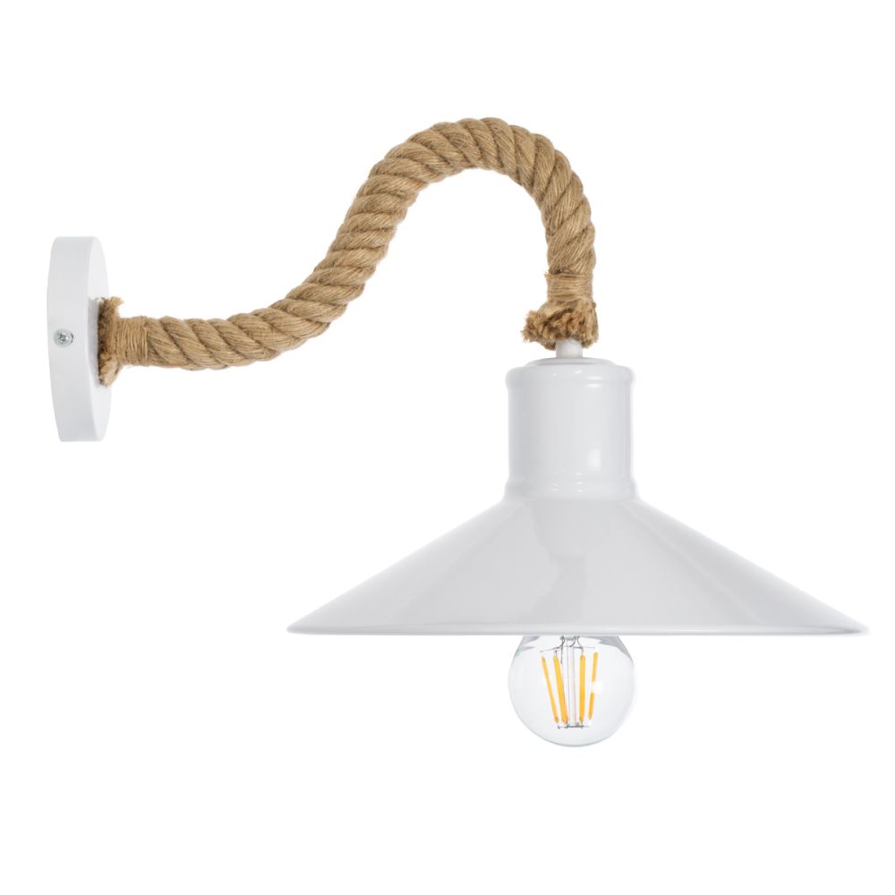 GLOBOSTAR® VINSA 01130 Boho Φωτιστικό Τοίχου - Απλίκα με Ντουί 1 x E27 AC 220-240V IP20 - Λευκό & Μπεζ - Μ37.5 x Π26.7 x Υ25cm