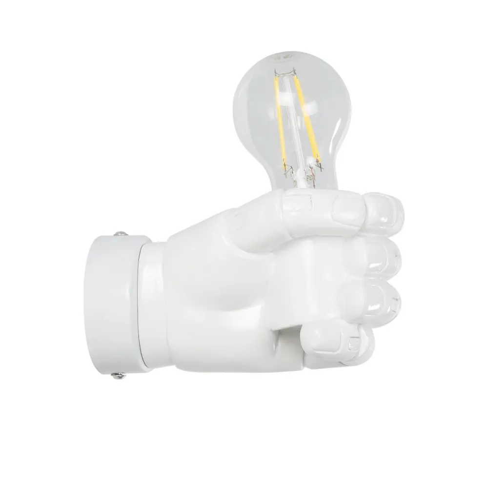 GLOBOSTAR® FIST 01137 Μοντέρνο Φωτιστικό Τοίχου - Απλίκα με Ντουί 1 x E27 AC 220-240V IP20 - Λευκό - Μ15 x Π10 x Υ10cm
