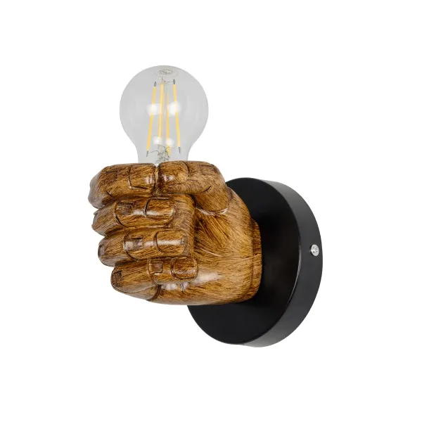 GloboStar® FIST 01138 Μοντέρνο Επιτοίχιο Φωτιστικό Απλίκα Μονόφωτο 1 x E27 IP20 Καφέ Γύψο - Μ15 x Π12 x Υ12cm