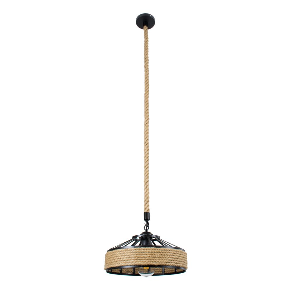 GLOBOSTAR® SAHARA 01146 Boho Κρεμαστό Φωτιστικό Οροφής με Ντουί 1 x E27 AC 220-240V IP20 - Μπεζ & Μαύρο - Μ31 x Π31 x Υ14cm