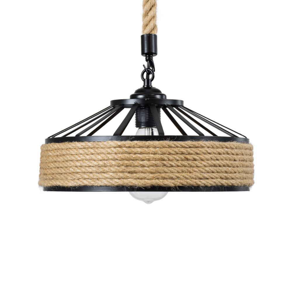 GLOBOSTAR® SAHARA 01146 Boho Κρεμαστό Φωτιστικό Οροφής με Ντουί 1 x E27 AC 220-240V IP20 - Μπεζ & Μαύρο - Μ31 x Π31 x Υ14cm