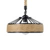 GLOBOSTAR® SAHARA 01146 Boho Κρεμαστό Φωτιστικό Οροφής με Ντουί 1 x E27 AC 220-240V IP20 - Μπεζ & Μαύρο - Μ31 x Π31 x Υ14cm