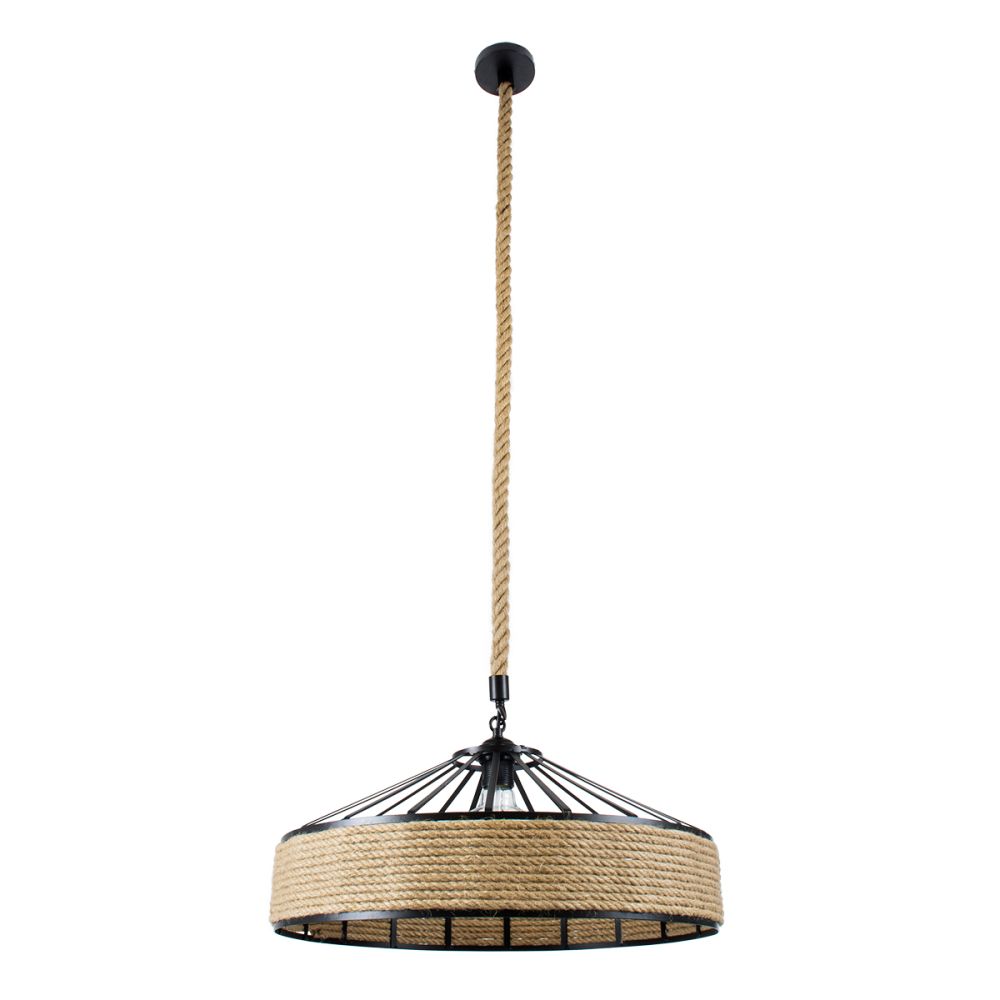 GLOBOSTAR® SAHARA 01147 Vintage Κρεμαστό Φωτιστικό Οροφής με Ντουί 1 x E27 AC 220-240V IP20 - Μαύρο & Μπεζ - Μ50 x Π50 x Υ32cm
