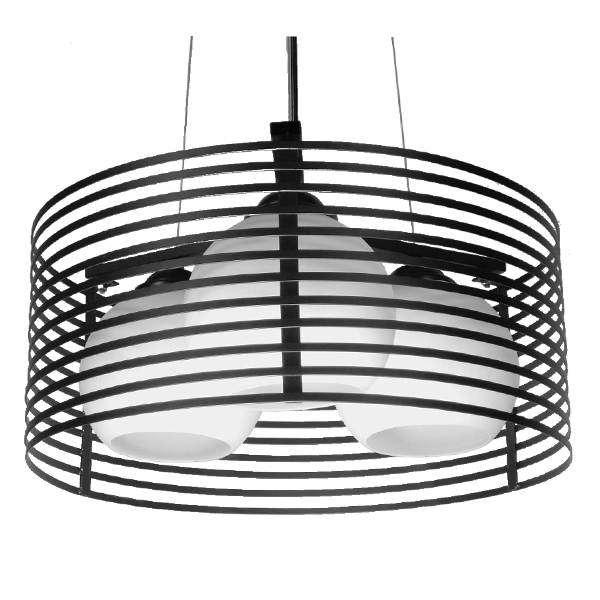 GLOBOSTAR® KEVIA 01150 Μοντέρνο Κρεμαστό Φωτιστικό Οροφής με Ντουί 1 x E27 AC 220-240V IP20 - Μαύρο & Λευκό - Μ40 x Π40 x Υ17.5cm