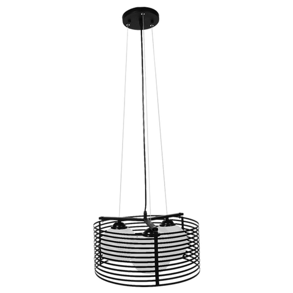 GLOBOSTAR® KEVIA 01150 Μοντέρνο Κρεμαστό Φωτιστικό Οροφής με Ντουί 3 x E27 AC 220-240V IP20 - Μαύρο & Λευκό - Μ40 x Π40 x Υ17.5cm