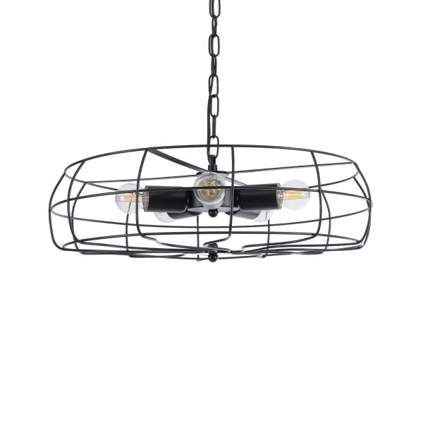 GLOBOSTAR® HELIX 01164 Vintage Κρεμαστό Φωτιστικό Οροφής με Ντουί 5 x E27 AC 220-240V IP20 - Μαύρο - Μ46 x Π46 x Υ13cm
