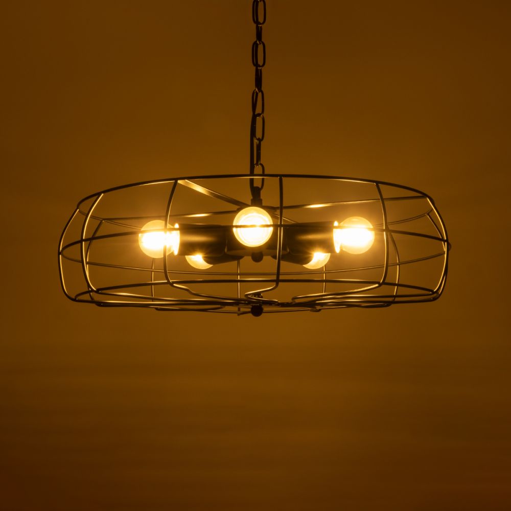 GLOBOSTAR® HELIX 01164 Vintage Κρεμαστό Φωτιστικό Οροφής με Ντουί 5 x E27 AC 220-240V IP20 - Μαύρο - Μ46 x Π46 x Υ13cm