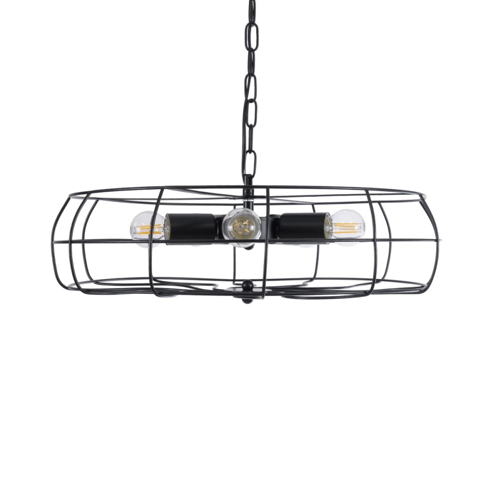 GLOBOSTAR® HELIX 01164 Vintage Κρεμαστό Φωτιστικό Οροφής με Ντουί 5 x E27 AC 220-240V IP20 - Μαύρο - Μ46 x Π46 x Υ13cm