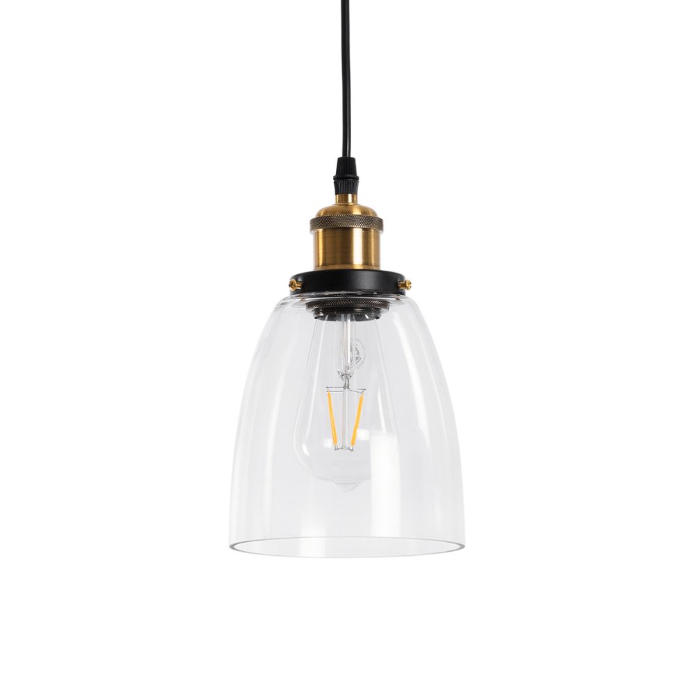 GLOBOSTAR® WICKHAM 01168 Vintage Κρεμαστό Φωτιστικό Οροφής με Ντουί 1 x E27 AC 220-240V IP20 - Χρυσό & Διάφανο - Μ14 x Π14 x Y23cm