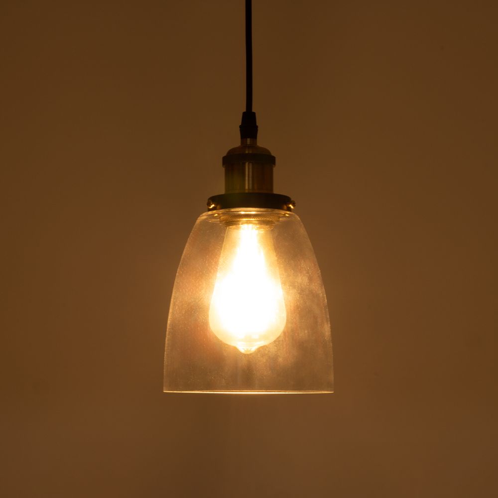 GLOBOSTAR® WICKHAM 01168 Vintage Κρεμαστό Φωτιστικό Οροφής με Ντουί 1 x E27 AC 220-240V IP20 - Χρυσό & Διάφανο - Μ14 x Π14 x Y23cm