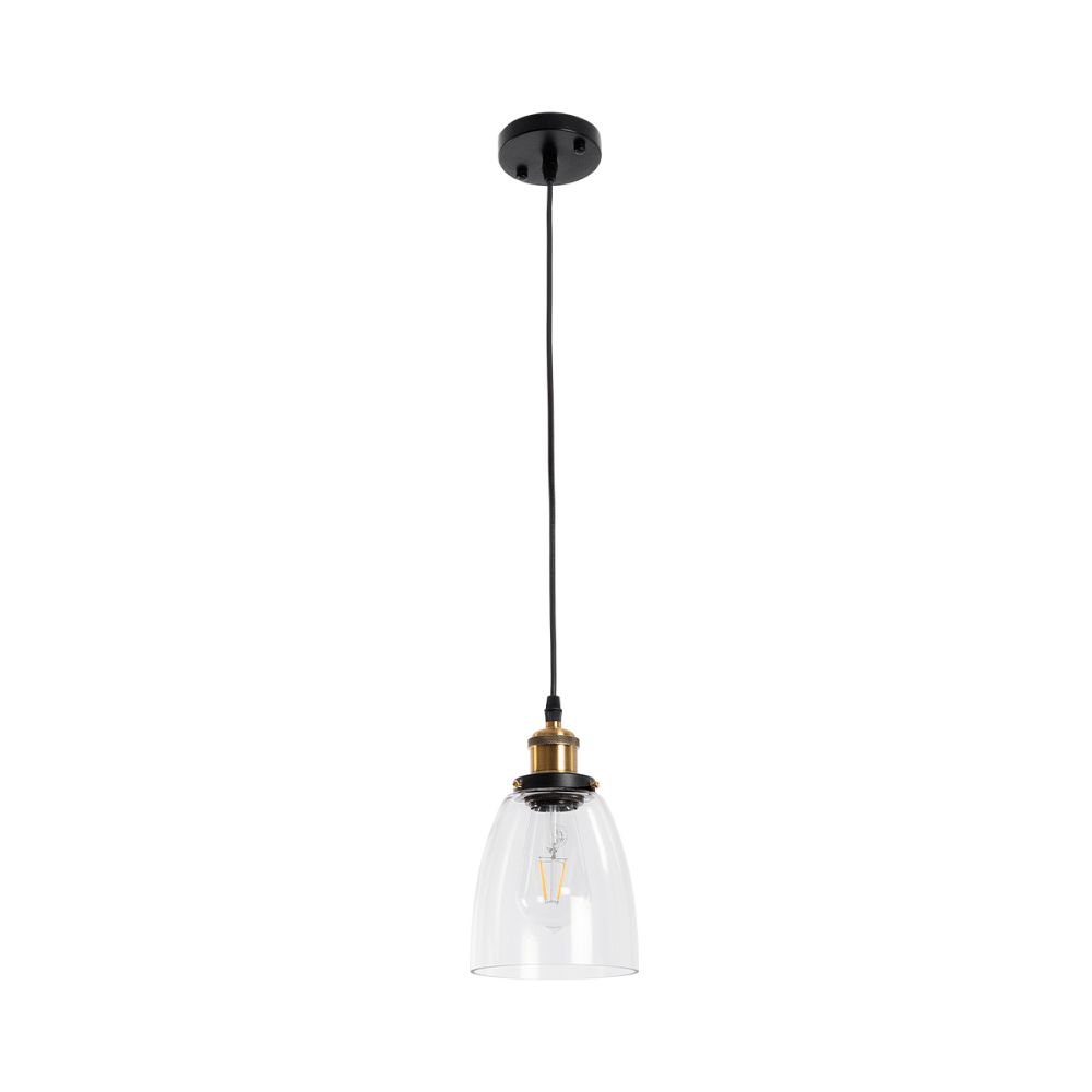 GLOBOSTAR® WICKHAM 01168 Vintage Κρεμαστό Φωτιστικό Οροφής με Ντουί 1 x E27 AC 220-240V IP20 - Χρυσό & Διάφανο - Μ14 x Π14 x Y23cm