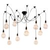 GLOBOSTAR® WIRED 01173 Vintage Κρεμαστό Φωτιστικό Οροφής με Ντουί 10 x E27 AC 220-240V IP20 - Μαύρο - Μ200 x Π200 x Υ100cm