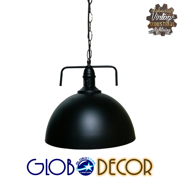 GLOBOSTAR® LARKIN 01175 Vintage Κρεμαστό Φωτιστικό Οροφής με Ντουί 1 x E27 AC 220-240V IP20 - Μαύρο - Μ30 x Π30 x Y28cm