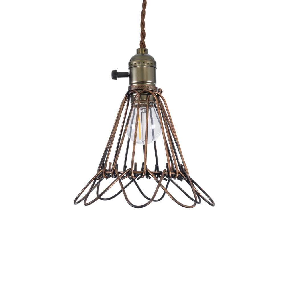 GLOBOSTAR® FLOWERON 01180 Vintage Κρεμαστό Φωτιστικό Οροφής με Ντουί 1 x E27 AC 220-240V IP20 - Χάλκινο & Μπρούτζινο - Μ10 x Π10 x Υ20cm