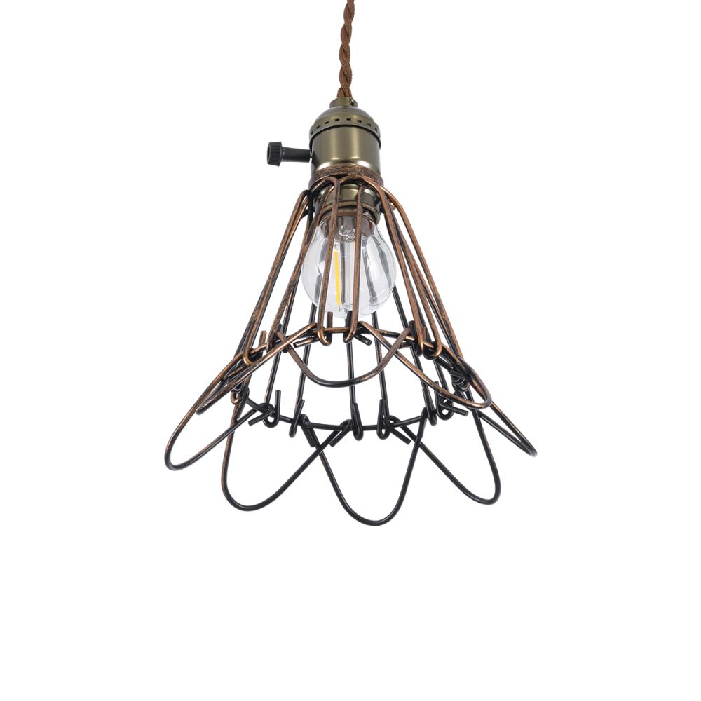 GLOBOSTAR® FLOWERON 01180 Vintage Κρεμαστό Φωτιστικό Οροφής με Ντουί 1 x E27 AC 220-240V IP20 - Χάλκινο & Μπρούτζινο - Μ10 x Π10 x Υ20cm