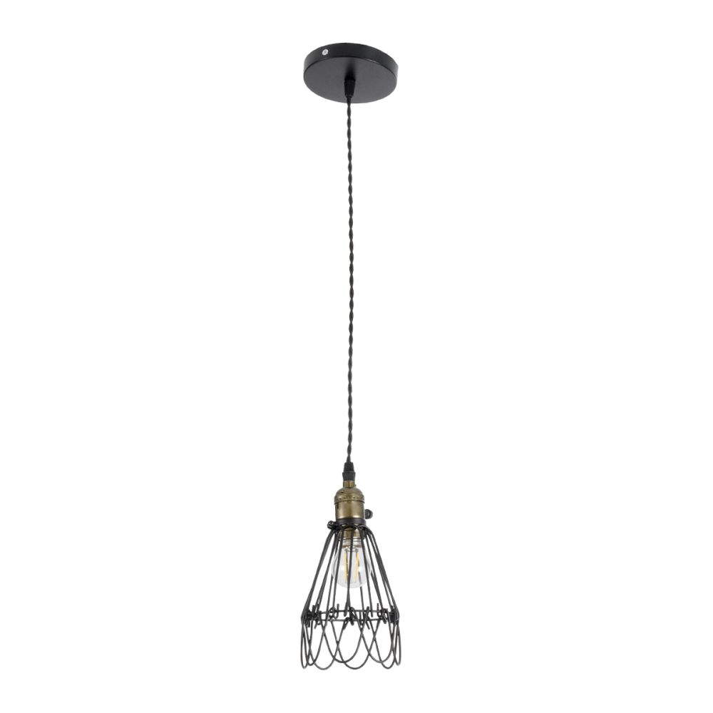 GLOBOSTAR® FLOWER IRON RUST 01181 Vintage Κρεμαστό Φωτιστικό Οροφής με Ντουί 1 x E27 AC 220-240V IP20 - Μαύρο & Μπρούτζινο - Μ10 x Π10 x Υ20cm
