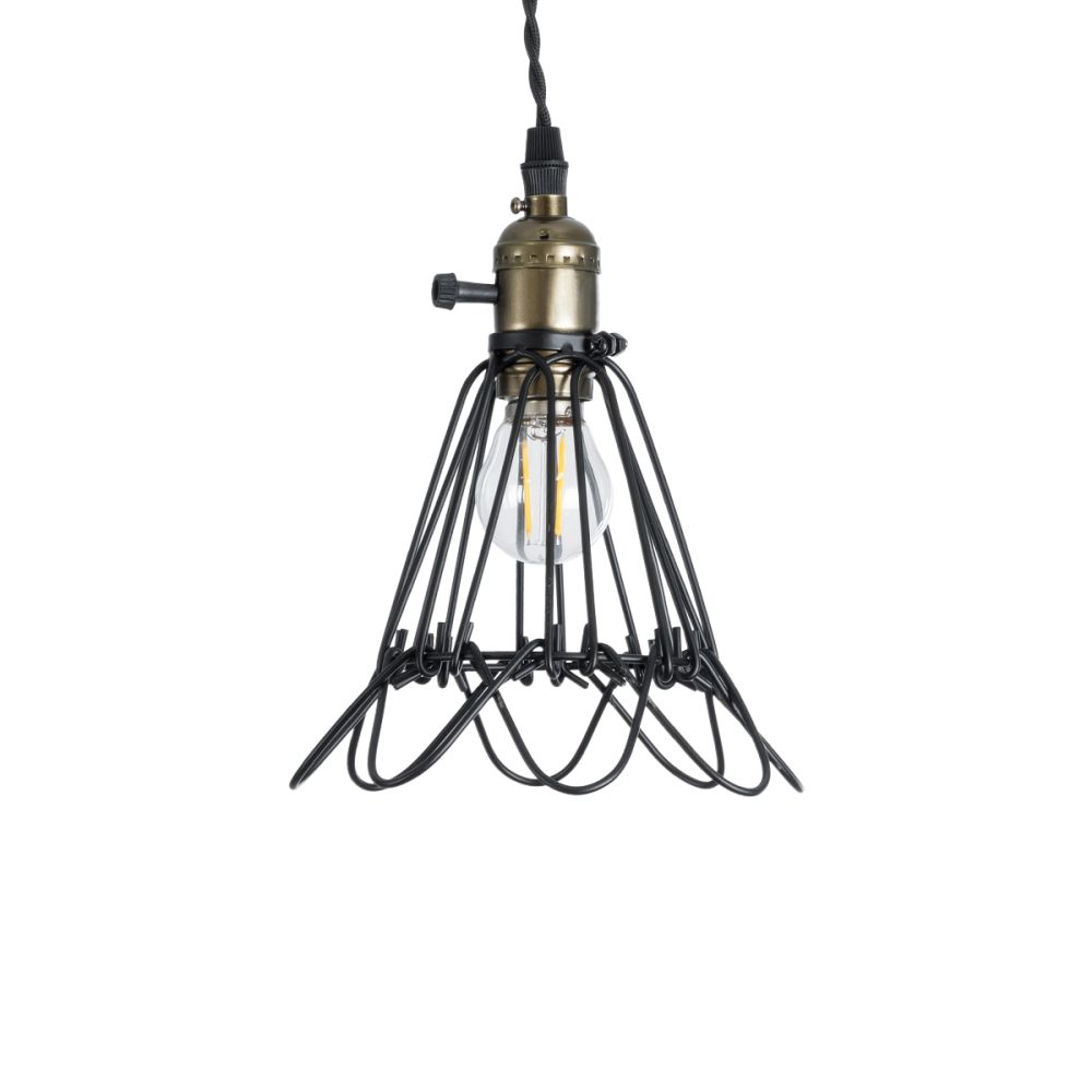 GLOBOSTAR® FLOWER IRON RUST 01181 Vintage Κρεμαστό Φωτιστικό Οροφής με Ντουί 1 x E27 AC 220-240V IP20 - Μαύρο & Μπρούτζινο - Μ10 x Π10 x Υ20cm