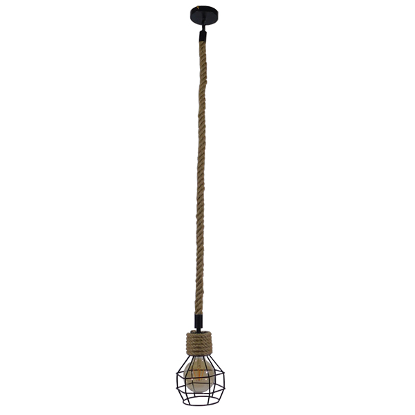 GLOBOSTAR® HELLET 01182 Vintage Κρεμαστό Φωτιστικό Οροφής με Ντουί 1 x E27 AC 220-240V IP20 - Μαύρο & Μπεζ - Μ16 x Π16 x Υ25cm