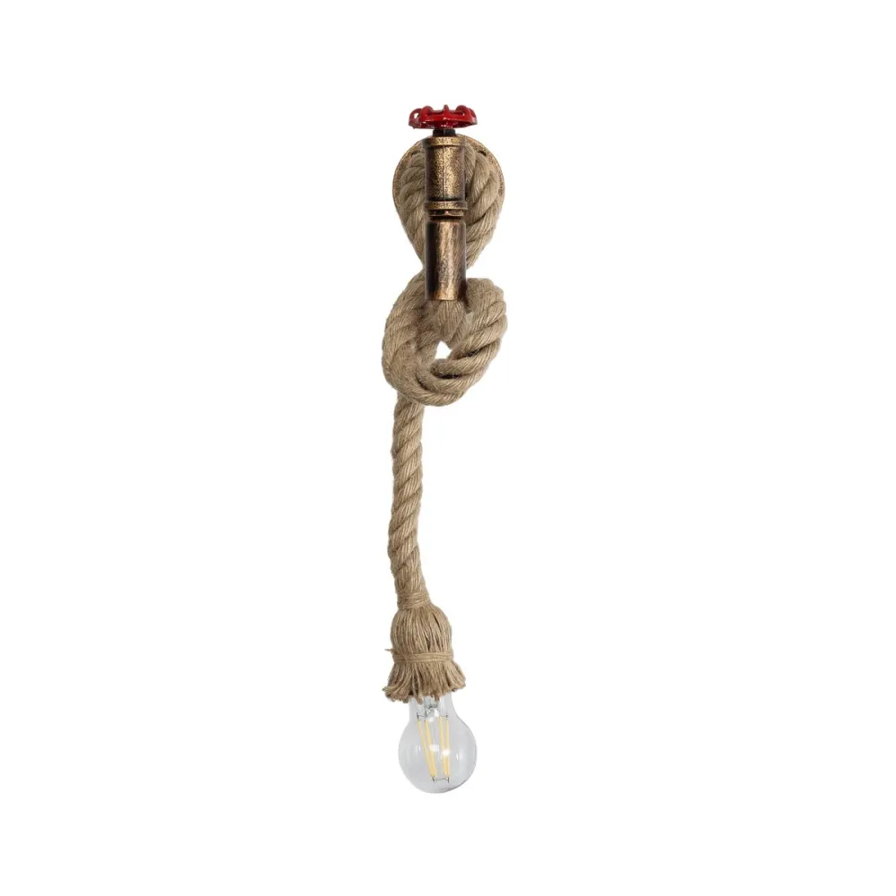 GLOBOSTAR® TROUVER 01183 Vintage Φωτιστικό Τοίχου - Απλίκα με Ντουί 1 x E27 AC 220-240V IP20 - Χάλκινο & Μπεζ - Μ14 x Π16 x Υ50cm