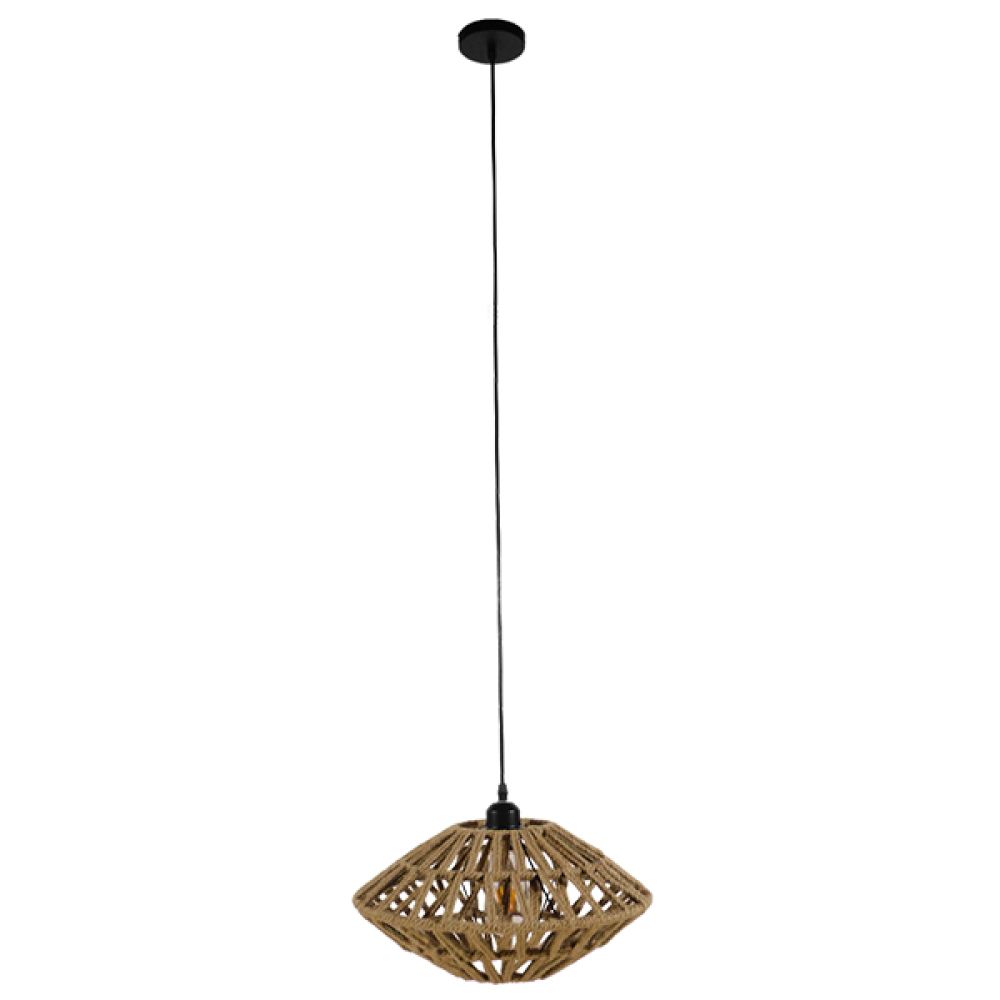 GLOBOSTAR® DOGMA 01187 Boho Κρεμαστό Φωτιστικό Οροφής με Ντουί 1 x E27 AC 220-240V IP20 - Μπεζ - Μ40 x Π40 x Υ20cm