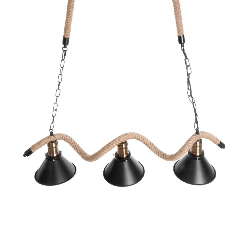 GLOBOSTAR® TYMEN 01189 Boho Κρεμαστό Φωτιστικό Οροφής με Ντουί 3 x E27 AC 220-240V IP20 - Μαύρο & Μπεζ - Μ85 x Π18.5 x Υ20cm
