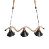 GLOBOSTAR® TYMEN 01189 Boho Κρεμαστό Φωτιστικό Οροφής με Ντουί 3 x E27 AC 220-240V IP20 - Μαύρο & Μπεζ - Μ85 x Π18.5 x Υ20cm