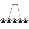 GLOBOSTAR® TYMEN 01190 Vintage Κρεμαστό Φωτιστικό Οροφής με Ντουί 5 x E27 AC 220-240V IP20 - Μαύρο & Μπεζ - Μ150 x Π22 x Υ23cm