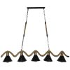 GLOBOSTAR® TYMEN 01190 Vintage Κρεμαστό Φωτιστικό Οροφής με Ντουί 5 x E27 AC 220-240V IP20 - Μαύρο & Μπεζ - Μ150 x Π22 x Υ23cm