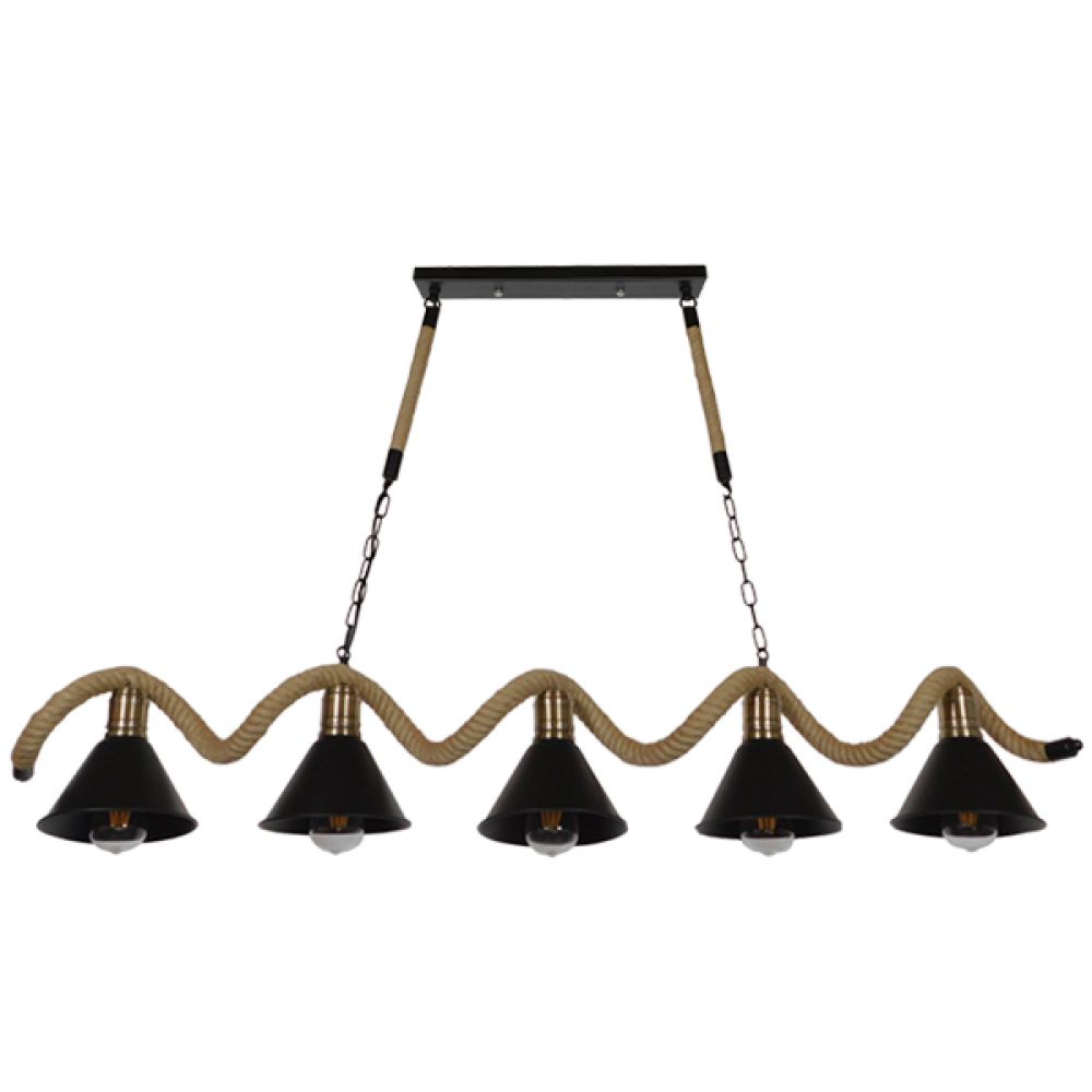 GLOBOSTAR® TYMEN 01190 Vintage Κρεμαστό Φωτιστικό Οροφής με Ντουί 5 x E27 AC 220-240V IP20 - Μαύρο & Μπεζ - Μ150 x Π22 x Υ23cm