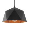 GLOBOSTAR® HEXAGON 01194 Μοντέρνο Κρεμαστό Φωτιστικό Οροφής με Ντουί 1 x E27 AC 220-240V IP20 - Μαύρο & Χρυσό - Μ25 x Π25 x Υ15cm