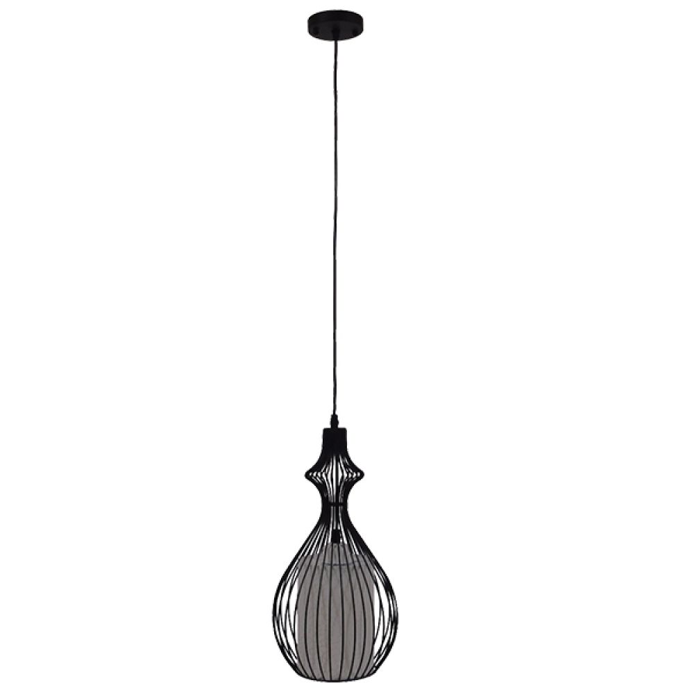 GLOBOSTAR® REA 01197 Μοντέρνο Κρεμαστό Φωτιστικό Οροφής με Ντουί 1 x E27 AC 220-240V IP20 - Μαύρο & Λευκό - Μ21 x Π21 x Υ40cm