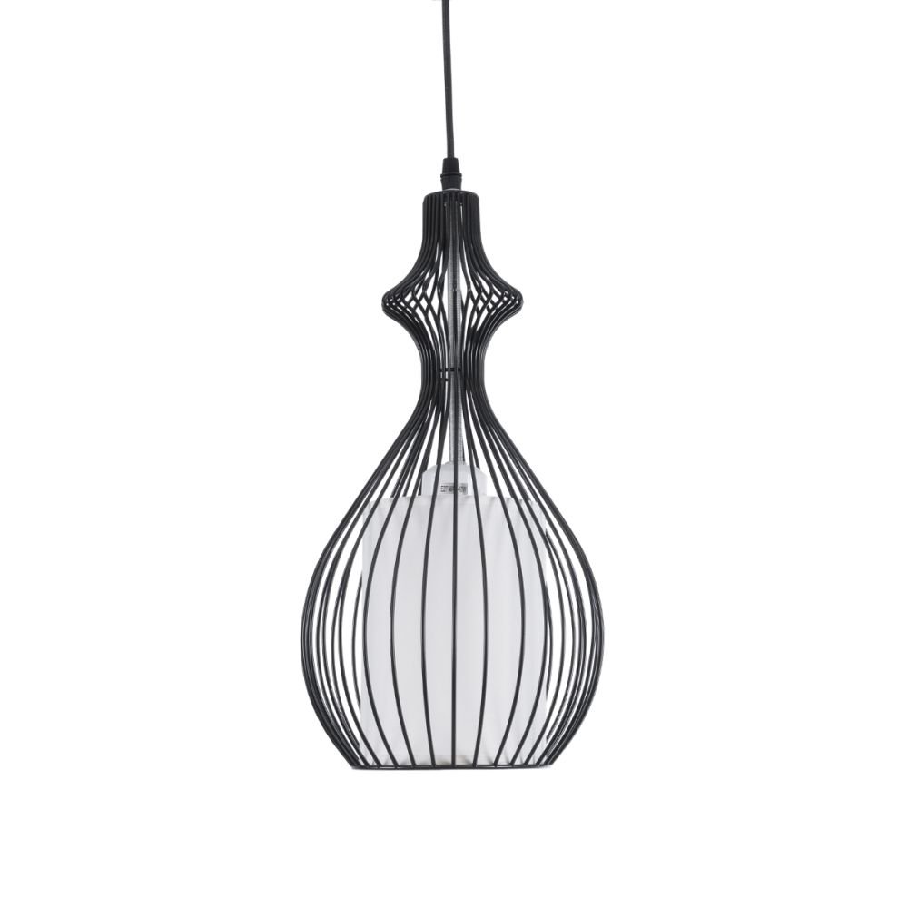 GLOBOSTAR® REA 01197 Μοντέρνο Κρεμαστό Φωτιστικό Οροφής με Ντουί 1 x E27 AC 220-240V IP20 - Μαύρο & Λευκό - Μ21 x Π21 x Υ40cm