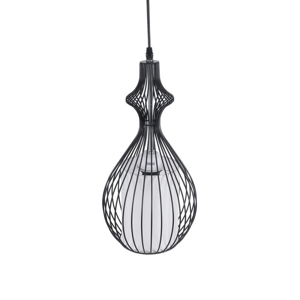 GLOBOSTAR® REA 01197 Μοντέρνο Κρεμαστό Φωτιστικό Οροφής με Ντουί 1 x E27 AC 220-240V IP20 - Μαύρο & Λευκό - Μ21 x Π21 x Υ40cm