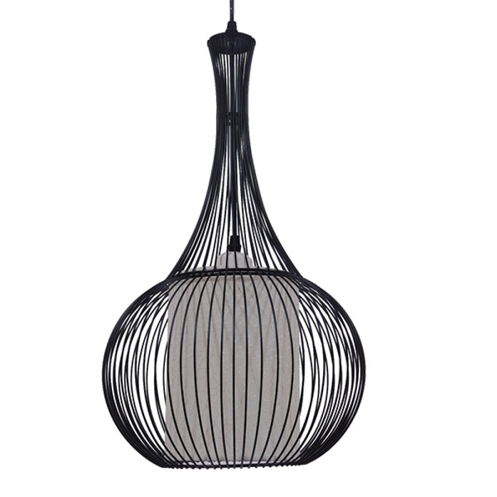 GLOBOSTAR® LILY 01198 Μοντέρνο Κρεμαστό Φωτιστικό Οροφής με Ντουί 1 x E27 AC 220-240V IP20 - Μαύρο & Λευκό - Μ30 x Π30 x Υ50cm