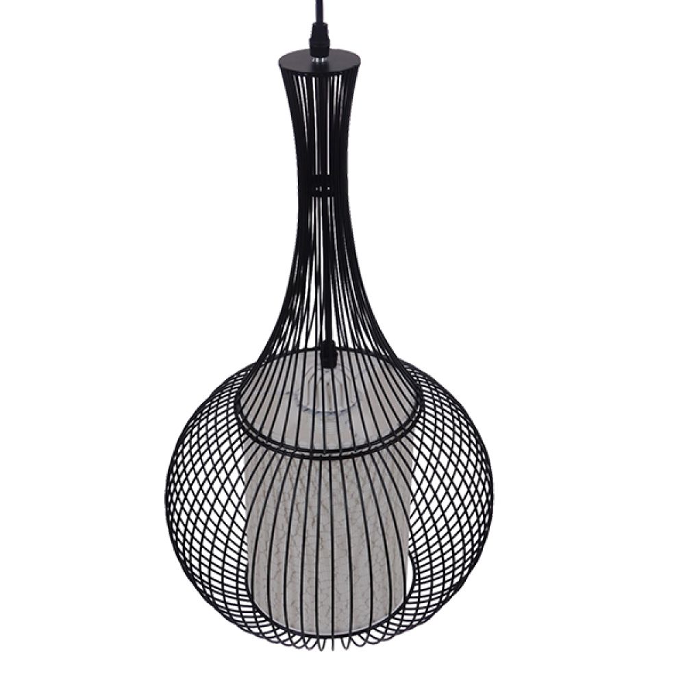 GLOBOSTAR® LILY 01198 Μοντέρνο Κρεμαστό Φωτιστικό Οροφής με Ντουί 1 x E27 AC 220-240V IP20 - Μαύρο & Λευκό - Μ30 x Π30 x Υ50cm