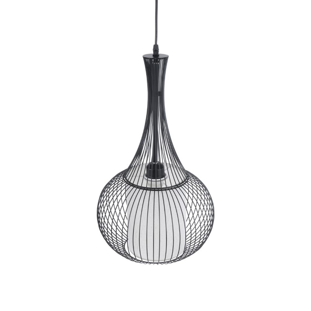 GLOBOSTAR® LILY 01198 Μοντέρνο Κρεμαστό Φωτιστικό Οροφής με Ντουί 1 x E27 AC 220-240V IP20 - Μαύρο & Λευκό - Μ30 x Π30 x Υ50cm