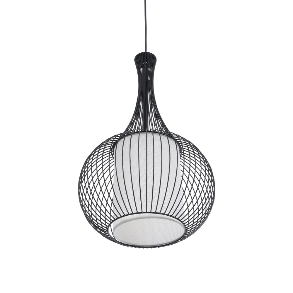 GLOBOSTAR® LILY 01198 Μοντέρνο Κρεμαστό Φωτιστικό Οροφής με Ντουί 1 x E27 AC 220-240V IP20 - Μαύρο & Λευκό - Μ30 x Π30 x Υ50cm
