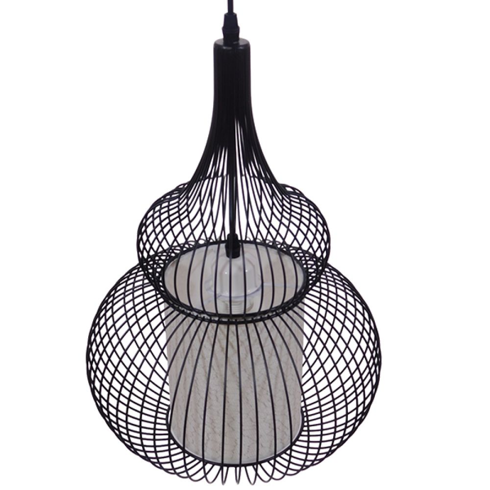 GLOBOSTAR® LILY 01199 Μοντέρνο Κρεμαστό Φωτιστικό Οροφής με Ντουί 1 x E27 AC 220-240V IP20 - Μαύρο & Λευκό - Μ31 x Π31 x Υ42cm