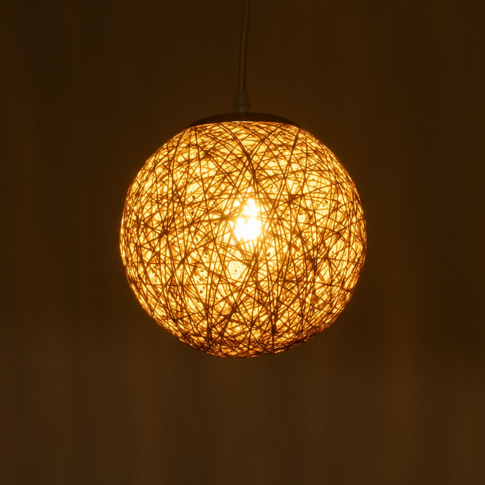 GLOBOSTAR® OCEANA 01200 Boho Κρεμαστό Φωτιστικό Οροφής με Ντουί 1 x E27 AC 220-240V IP20 - Μπεζ - Μ20 x Π20 x Υ20cm