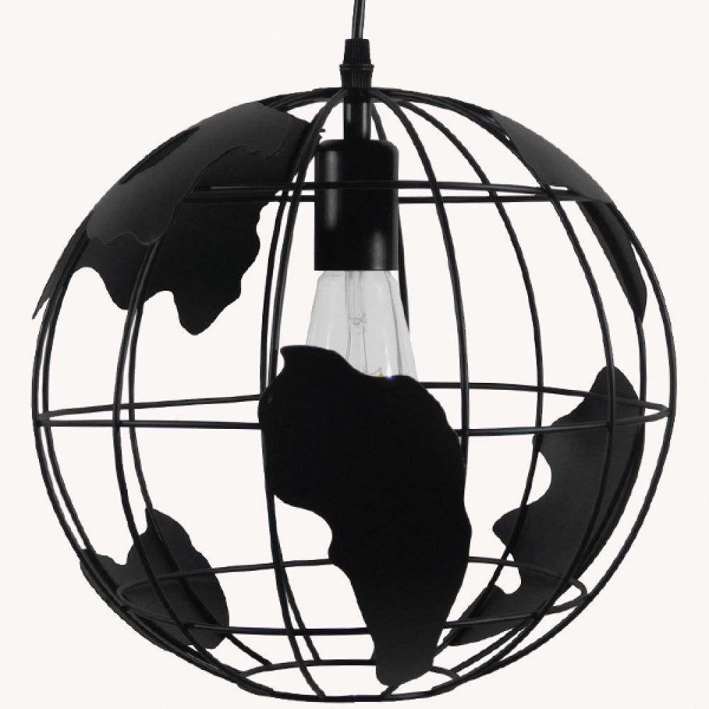 GLOBOSTAR® EARTH 01205 Vintage Κρεμαστό Φωτιστικό Οροφής με Ντουί 1 x E27 AC 220-240V IP20 - Μαύρο - Μ30 x Π30 x Υ30cm