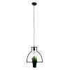 GLOBOSTAR® FLOWERPOT 10001209 Μοντέρνο Κρεμαστό Φωτιστικό Οροφής με Ντουί 1 x E27 AC 220-240V IP20 - Μαύρο & Πράσινο - Μ34 x Π34 x Y34cm