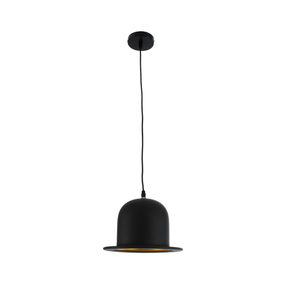 GLOBOSTAR® CHARLO 01214 Vintage Κρεμαστό Φωτιστικό Οροφής με Ντουί 1 x E27 AC 220-240V IP20 - Μαύρο & Χρυσό - Μ26 x Π26 x Υ16cm