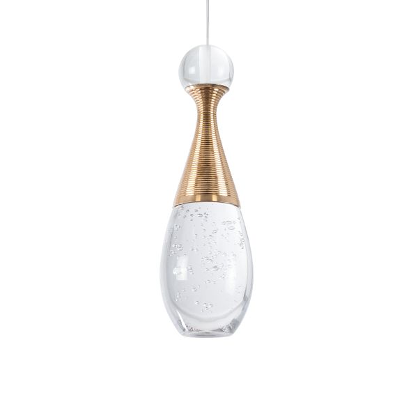 GLOBOSTAR® JADORE 01232 Μοντέρνο Κρεμαστό Φωτιστικό Οροφής LED 5W 400lm 120° AC 220-240V IP20 Θερμό Λευκό 3000K - Lumileds SMD Chip - Χρυσό & Διάφανο - Μ8 x Π8 x Υ26cm - 2 Χρόνια Εγγύηση