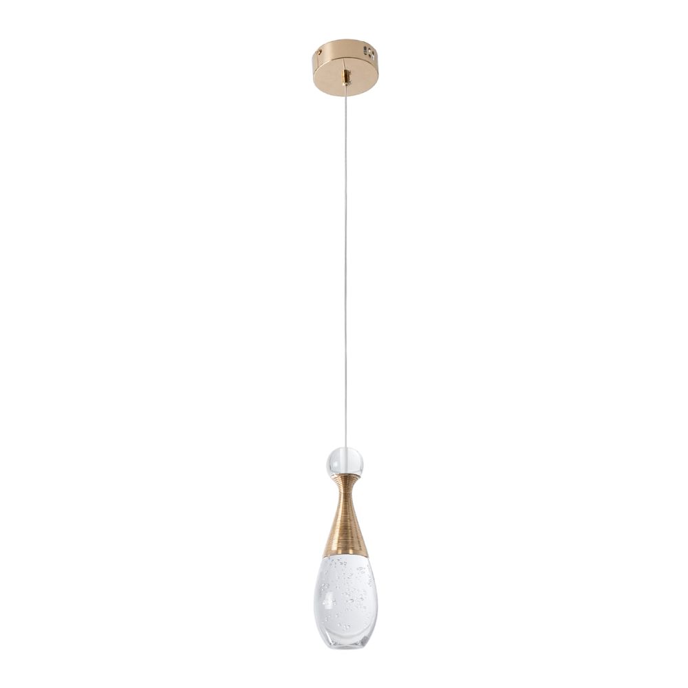 GLOBOSTAR® JADORE 01232 Μοντέρνο Κρεμαστό Φωτιστικό Οροφής LED 5W 400lm 120° AC 220-240V IP20 Θερμό Λευκό 2700K - Lumileds SMD Chip - Χρυσό & Διάφανο - Μ8 x Π8 x Υ26cm - 2 Χρόνια Εγγύηση