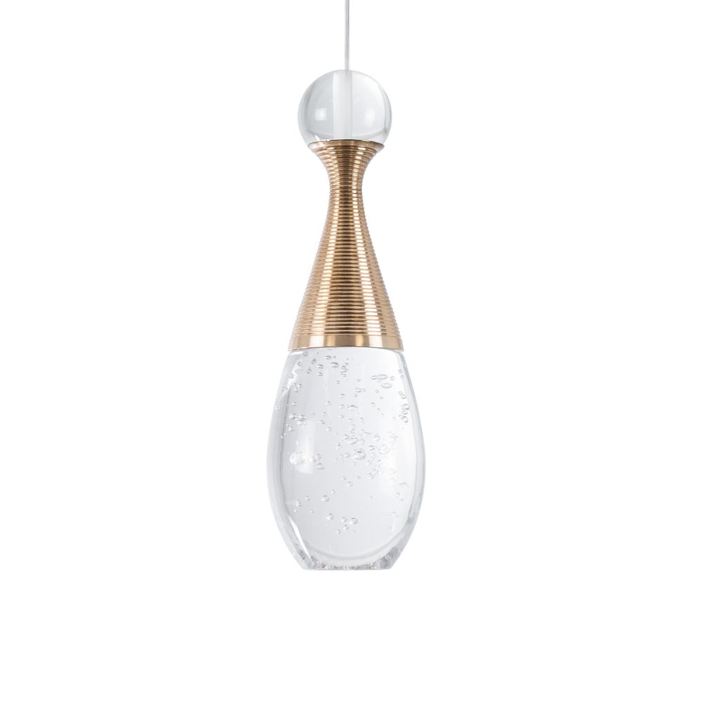 GLOBOSTAR® JADORE 01232 Μοντέρνο Κρεμαστό Φωτιστικό Οροφής LED 5W 400lm 120° AC 220-240V IP20 Θερμό Λευκό 2700K - Lumileds SMD Chip - Χρυσό & Διάφανο - Μ8 x Π8 x Υ26cm - 2 Χρόνια Εγγύηση